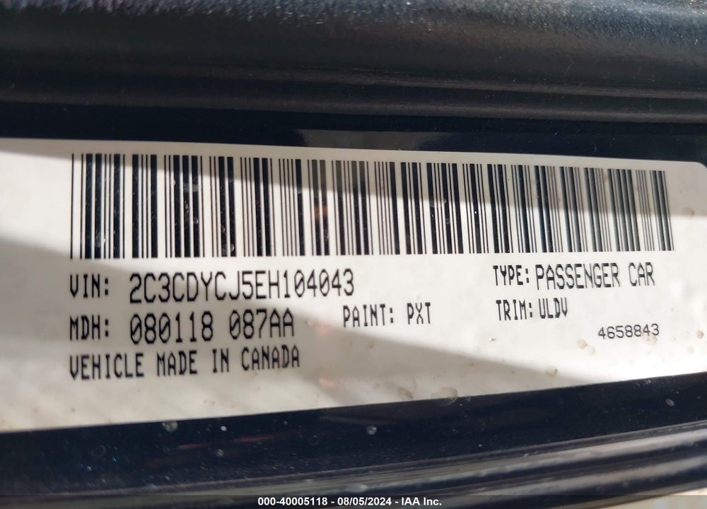 2014 DODGE CHALLENGER SRT8 VIN: 2C3CDYCJ5EH104043