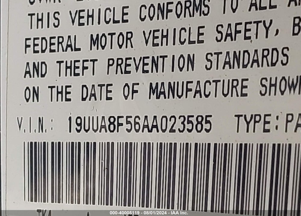 2010 ACURA TL 3.5 VIN: 19UUA8F56AA023585