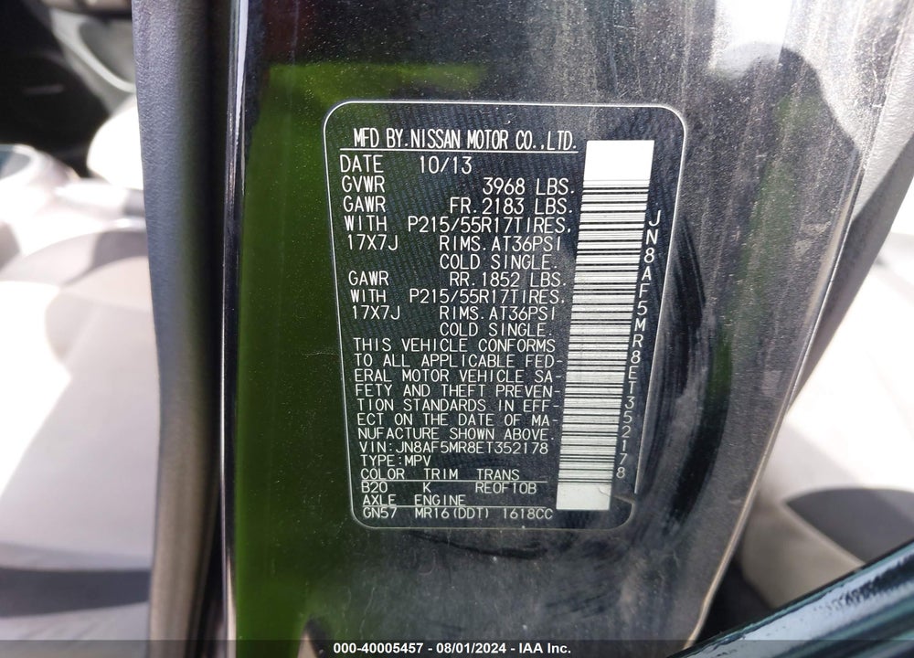 2014 NISSAN JUKE SV VIN: JN8AF5MR8ET352178