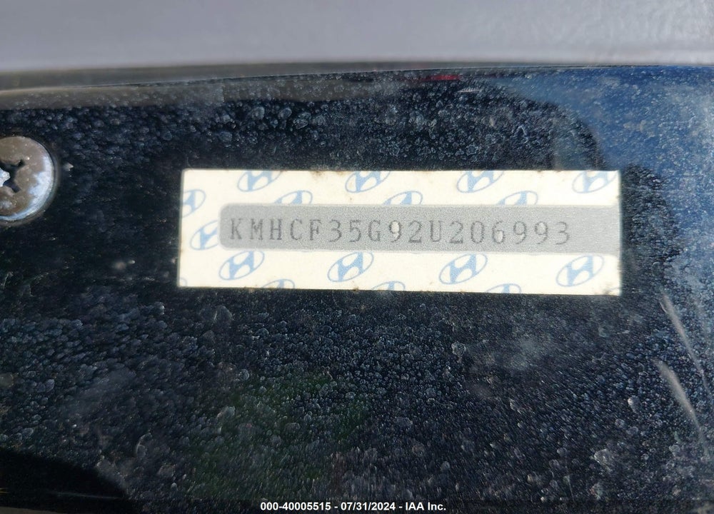 2002 HYUNDAI ACCENT L VIN: KMHCF35G92U206993