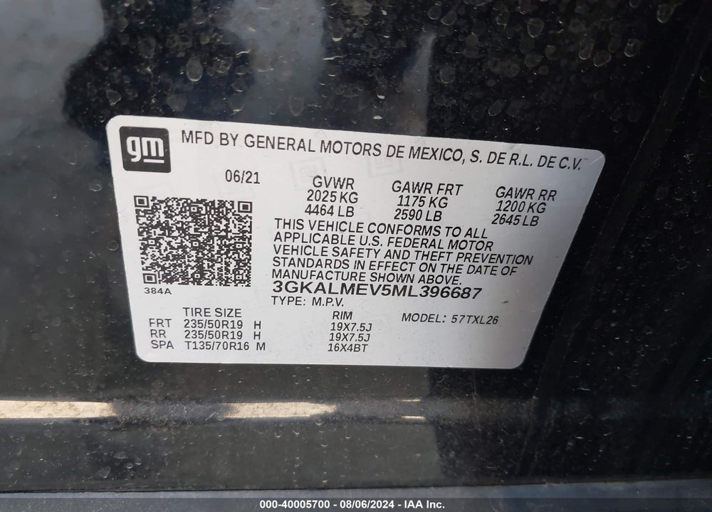 2021 GMC TERRAIN FWD SLE VIN: 3GKALMEV5ML396687
