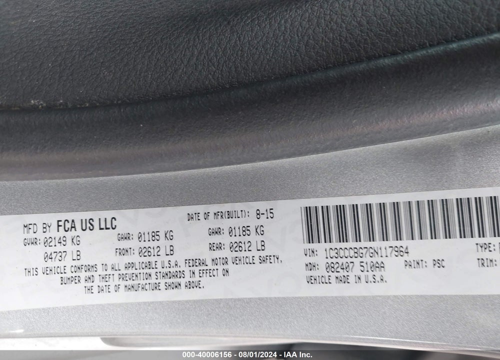 2016 CHRYSLER 200 S VIN: 1C3CCCBG7GN117964