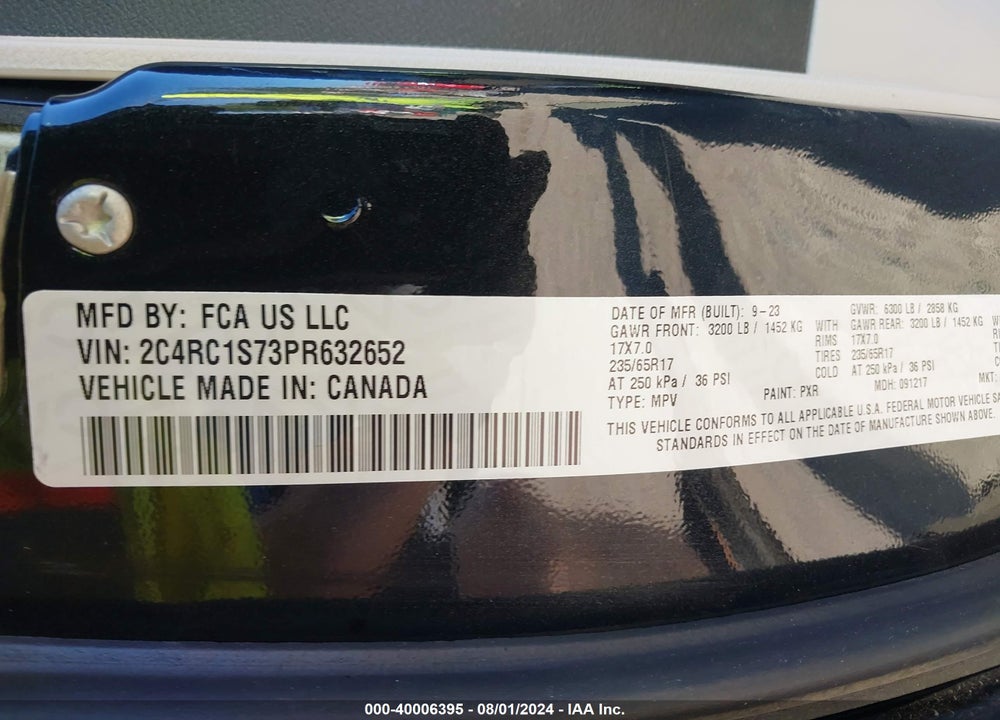 2023 CHRYSLER PACIFICA HYBRID LIMITED VIN: 2C4RC1S73PR632652