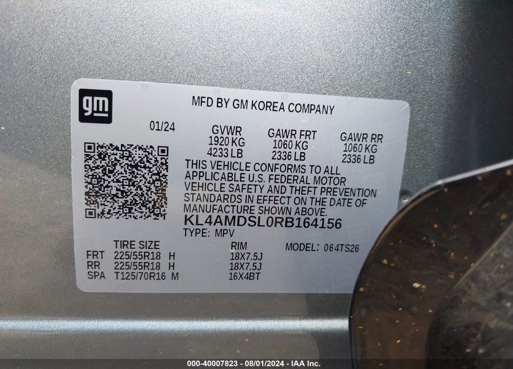 2024 BUICK ENCORE GX SPORT TOURING FWD VIN: KL4AMDSL0RB164156