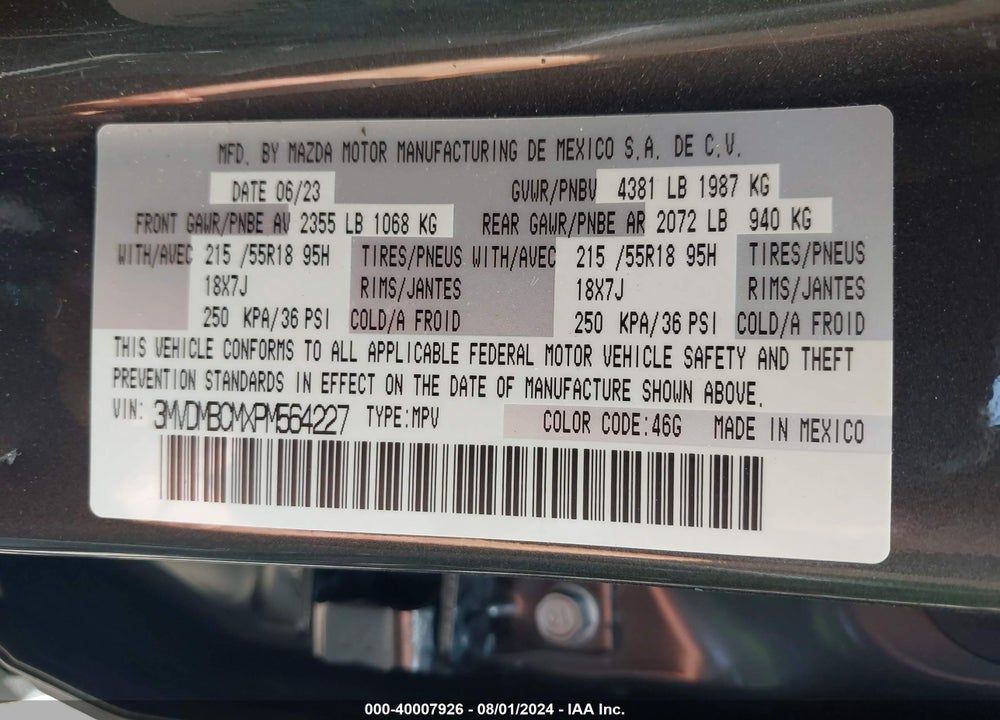 2023 MAZDA CX-30 2.5 S PREFERRED VIN: 3MVDMBCMXPM564227
