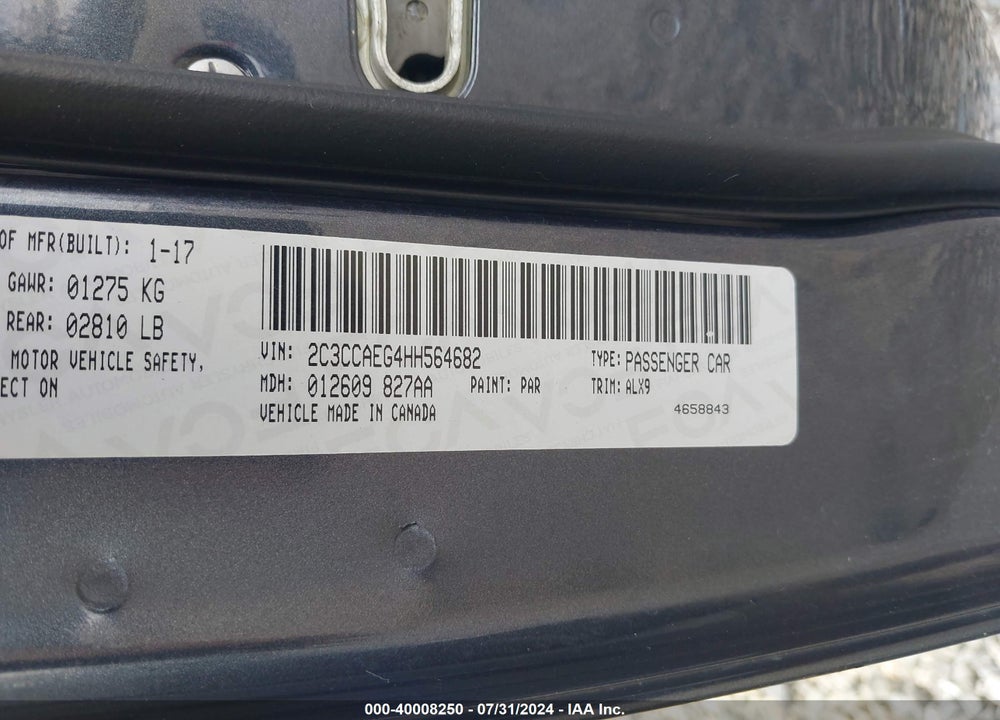 2017 CHRYSLER 300C VIN: 2C3CCAEG4HH564682