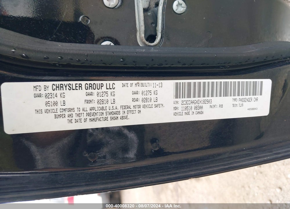 2014 CHRYSLER 300 VIN: 2C3CCAAGXEH182903