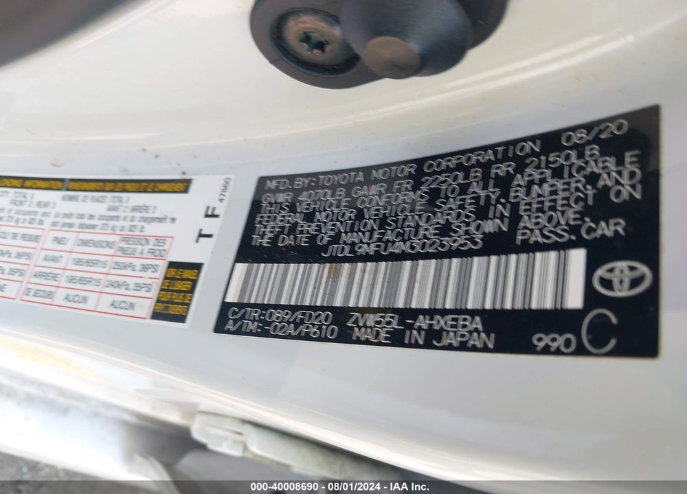 2021 TOYOTA PRIUS LE AWD-E VIN: JTDL9MFU4M3023953