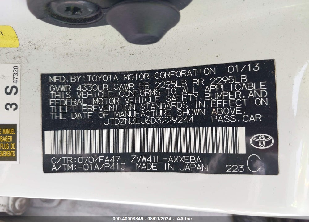 2013 TOYOTA PRIUS V THREE VIN: JTDZN3EU6D3229244