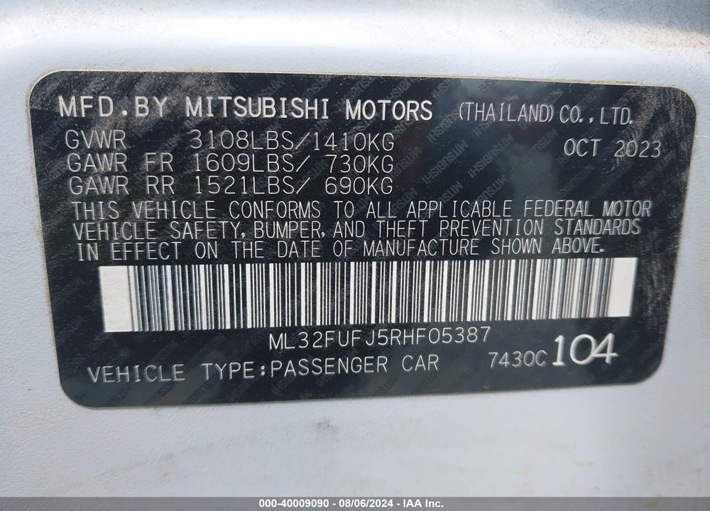 2024 MITSUBISHI MIRAGE G4 BLACK EDITION VIN: ML32FUFJ5RHF05387