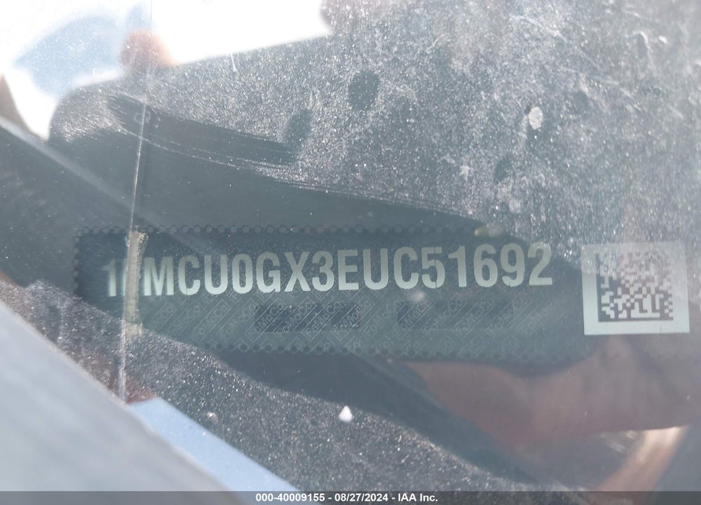 2014 FORD ESCAPE SE VIN: 1FMCU0GX3EUC51692