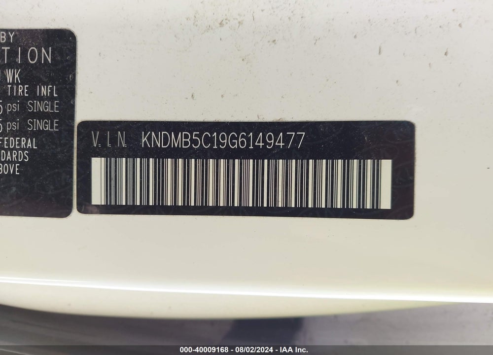 2016 KIA SEDONA LX VIN: KNDMB5C19G6149477