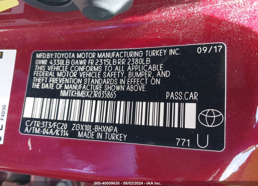 2018 TOYOTA C-HR XLE VIN: NMTKHMBX2JR035865