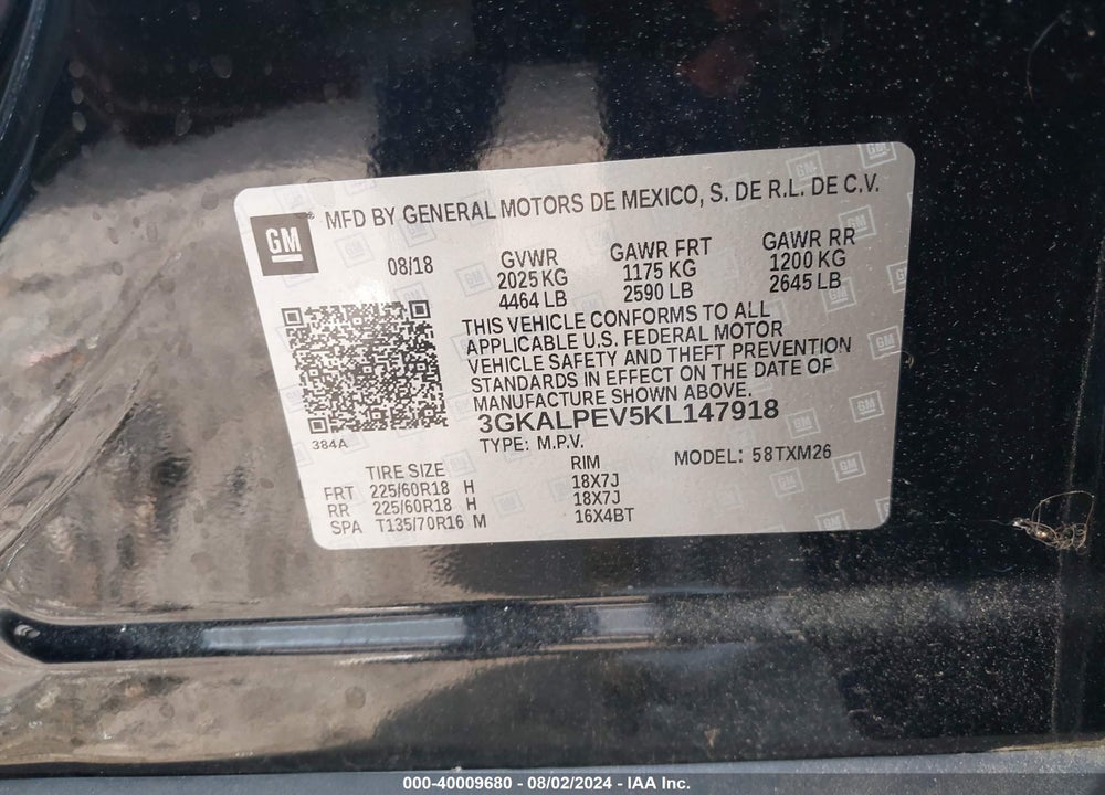 2019 GMC TERRAIN SLT VIN: 3GKALPEV5KL147918