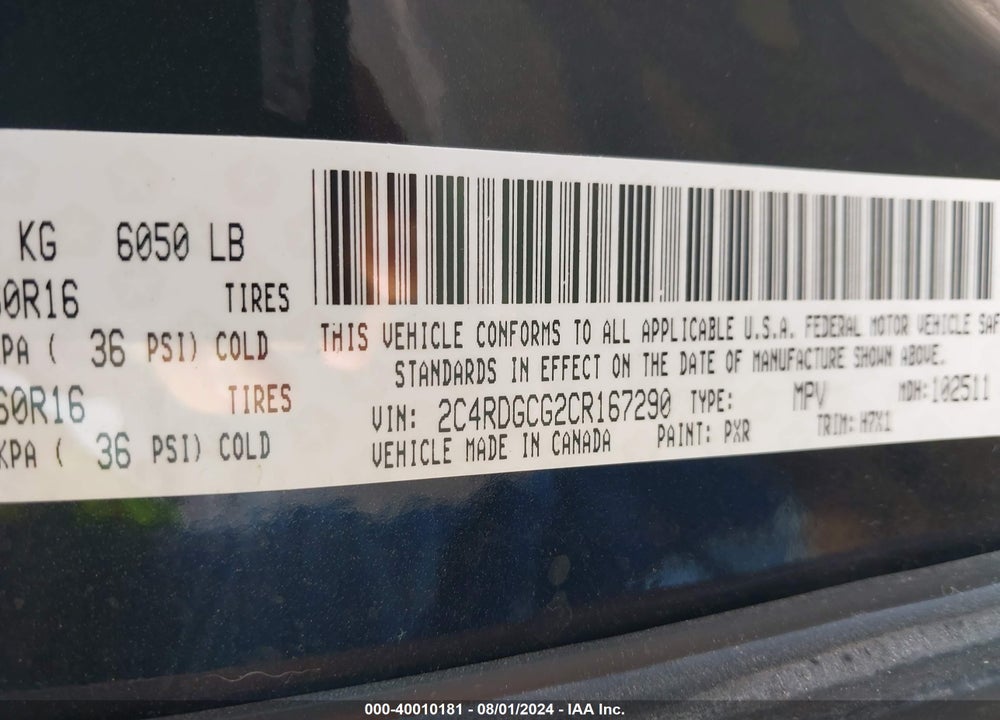 2012 DODGE GRAND CARAVAN SXT VIN: 2C4RDGCG2CR167290
