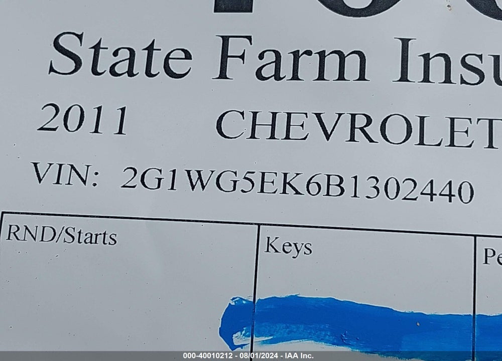 2011 CHEVROLET IMPALA VIN: 2G1WG5EK6B1302440