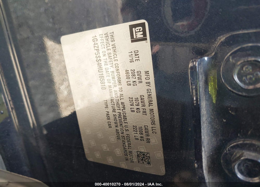 2017 BUICK LACROSSE ESSENCE VIN: 1G4ZP5SS4HU165810