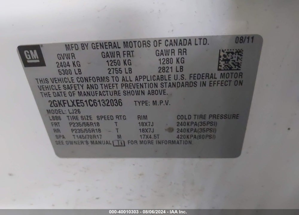 2012 GMC TERRAIN SLT-2 VIN: 2GKFLXE51C6132036