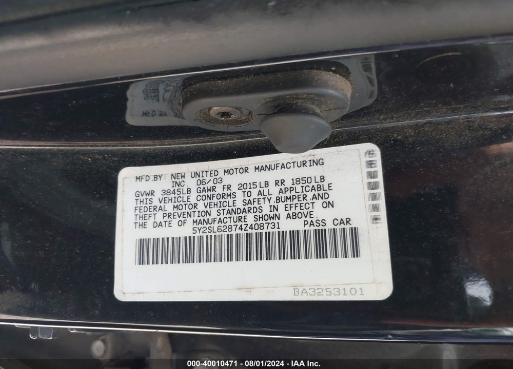 2004 PONTIAC VIBE VIN: 5Y2SL62874Z408731