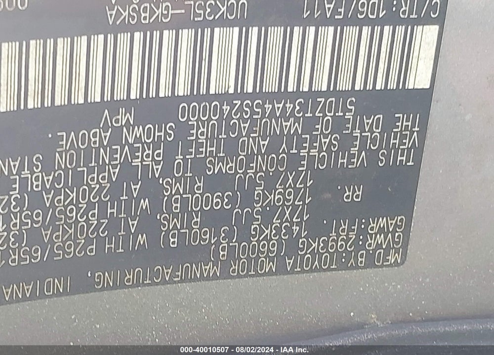 2005 TOYOTA SEQUOIA SR5 V8 VIN: 5TDZT34A45S240000