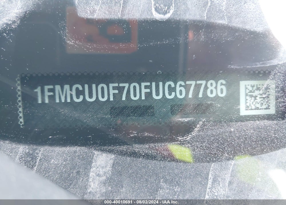 2015 FORD ESCAPE S VIN: 1FMCU0F70FUC67786