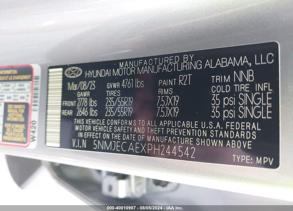 2023 HYUNDAI TUCSON LIMITED VIN: 5NMJECAEXPH244542