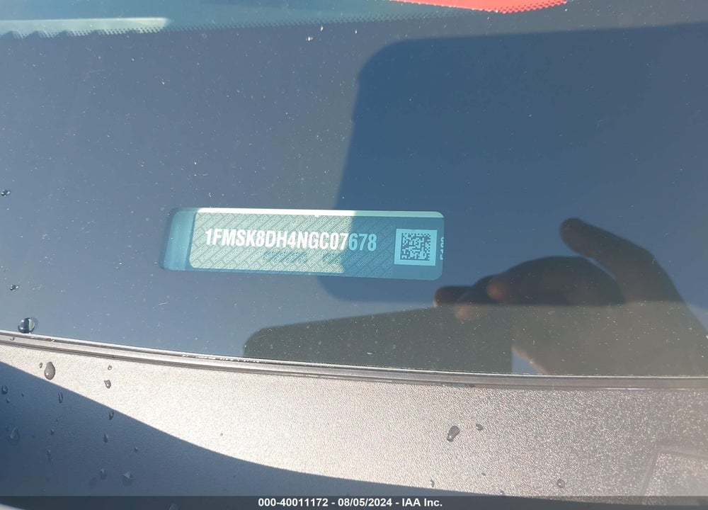 2022 FORD EXPLORER XLT VIN: 1FMSK8DH4NGC07678