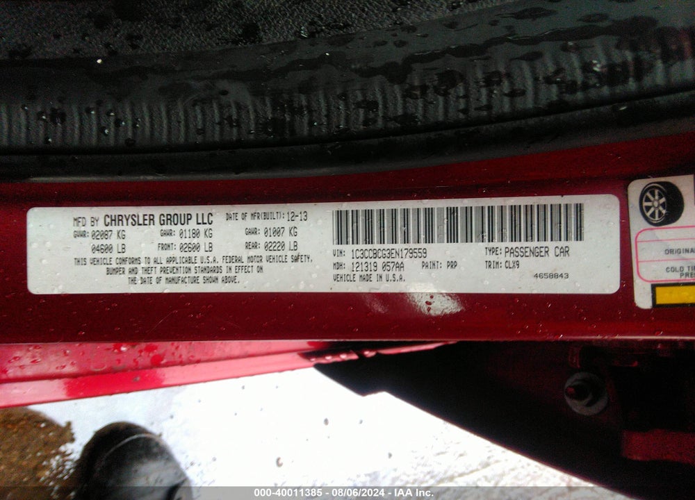 2014 CHRYSLER 200 VIN: 1C3CCBCG3EN179559