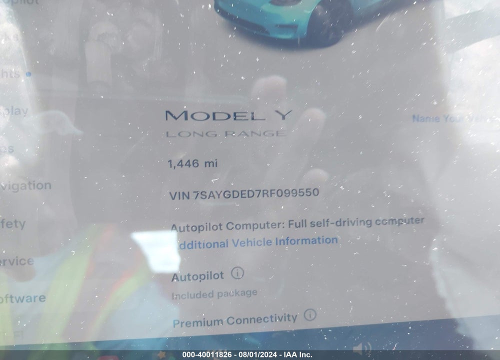 2024 TESLA MODEL Y VIN: 7SAYGDED7RF099550