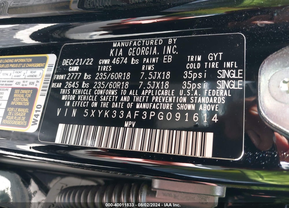 2023 KIA SPORTAGE EX VIN: 5XYK33AF3PG091614