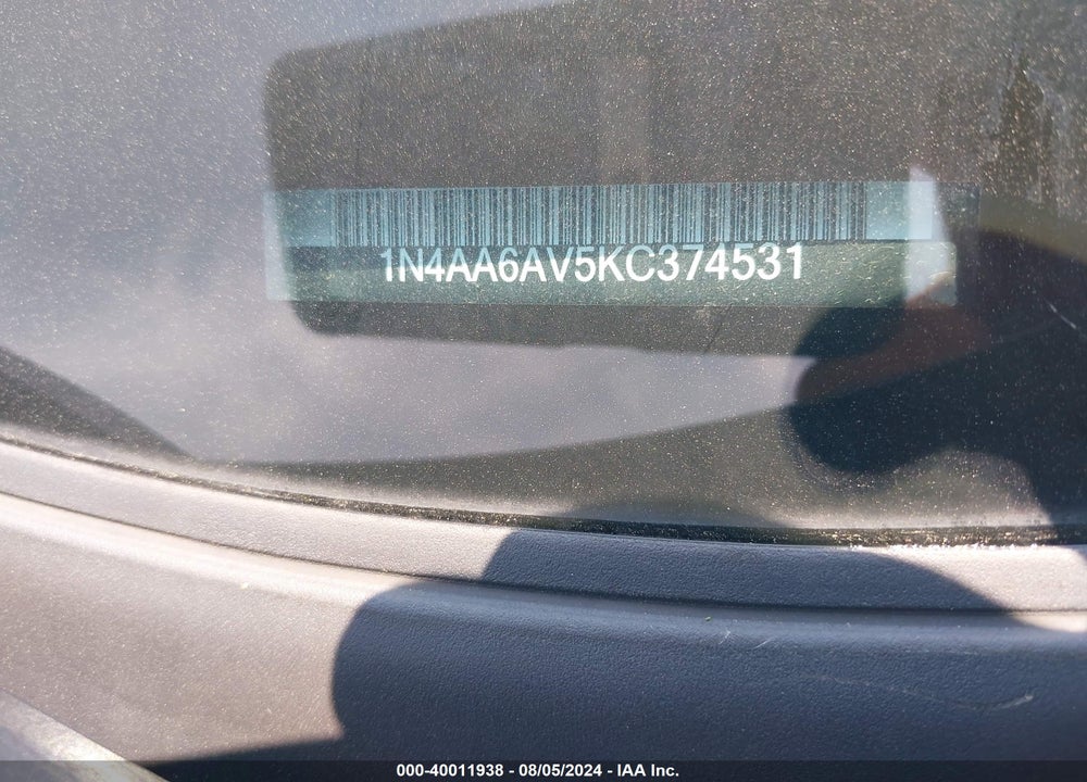 2019 NISSAN MAXIMA 3.5 SL VIN: 1N4AA6AV5KC374531