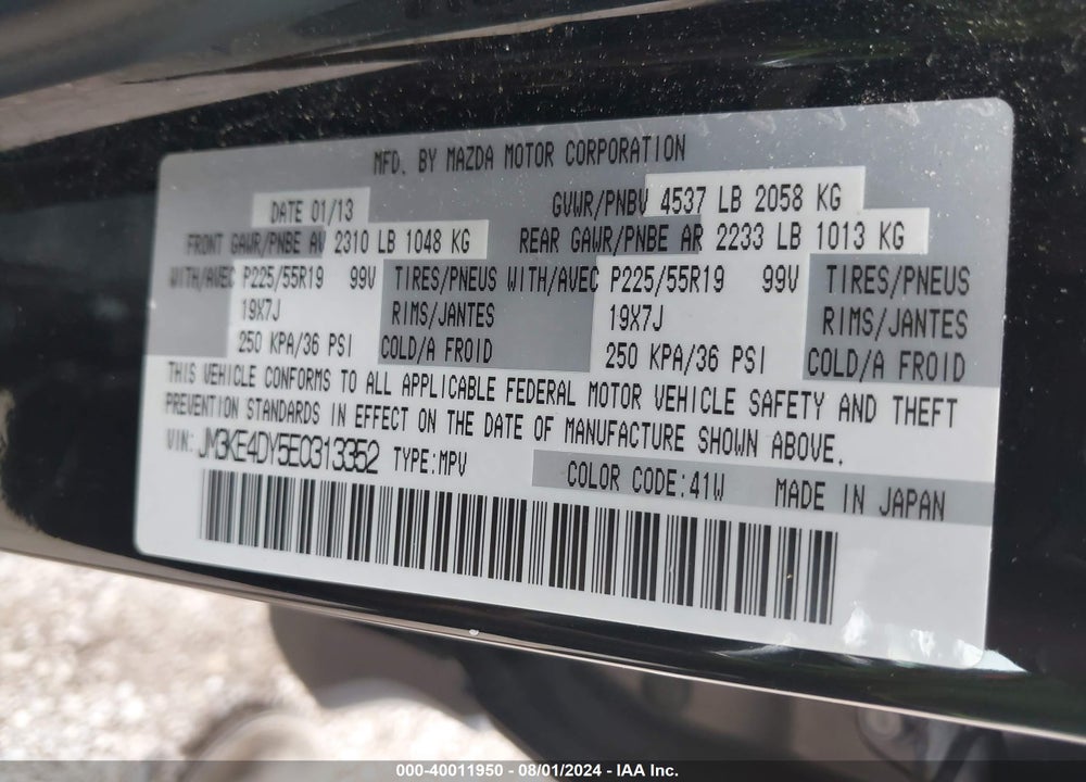 2014 MAZDA CX-5 GRAND TOURING VIN: JM3KE4DY5E0313352