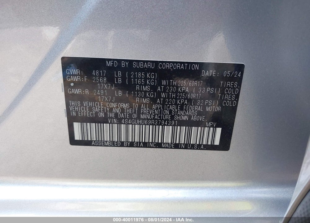 2024 SUBARU CROSSTREK WILDERNESS VIN: 4S4GUHU69R3794391