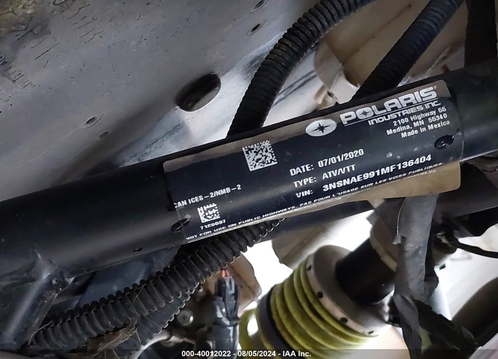 2021 POLARIS RZR XP 1000 VIN: 3NSNAE991MF136404