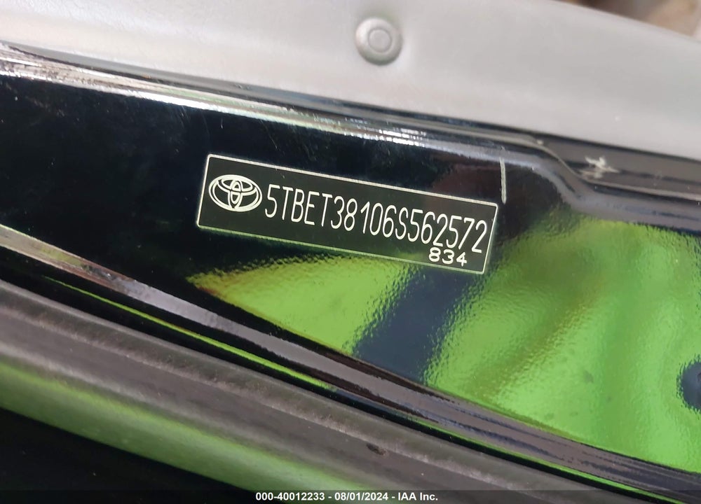2006 TOYOTA TUNDRA VIN: 5TBET38106S562572
