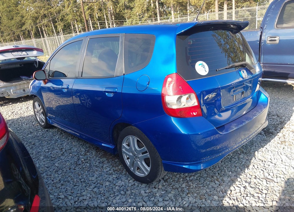 2007 HONDA FIT SPORT VIN: JHMGD38647S037482