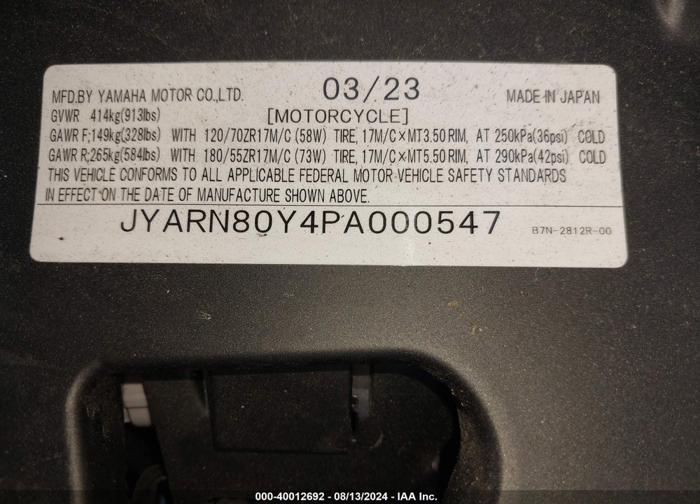2023 YAMAHA MTM890 C VIN: JYARN80Y4PA000547