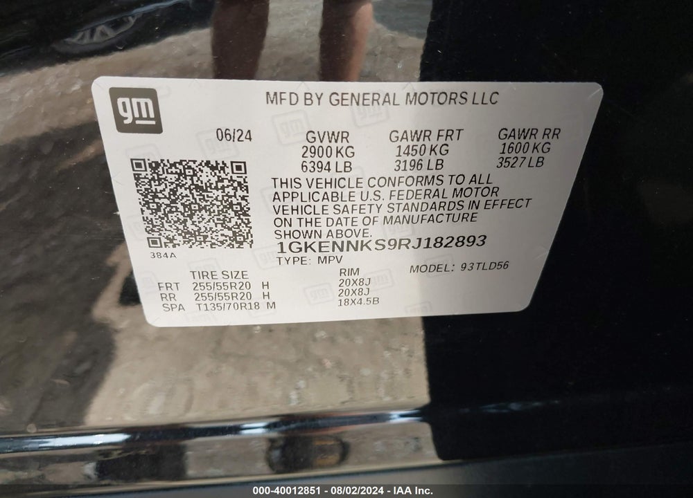 2024 GMC ACADIA AWD ELEVATION VIN: 1GKENNKS9RJ182893