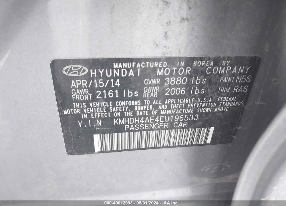 2014 HYUNDAI ELANTRA SE VIN: KMHDH4AE4EU196533