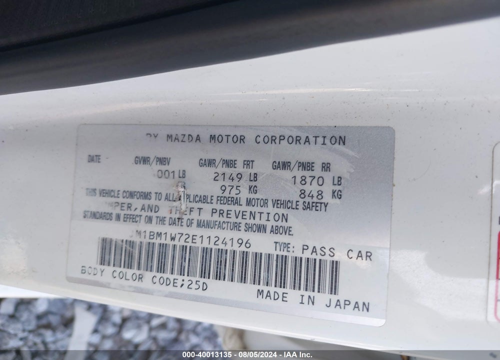 2014 MAZDA 3 I GRAND TOURING VIN: JM1BM1W72E1124196