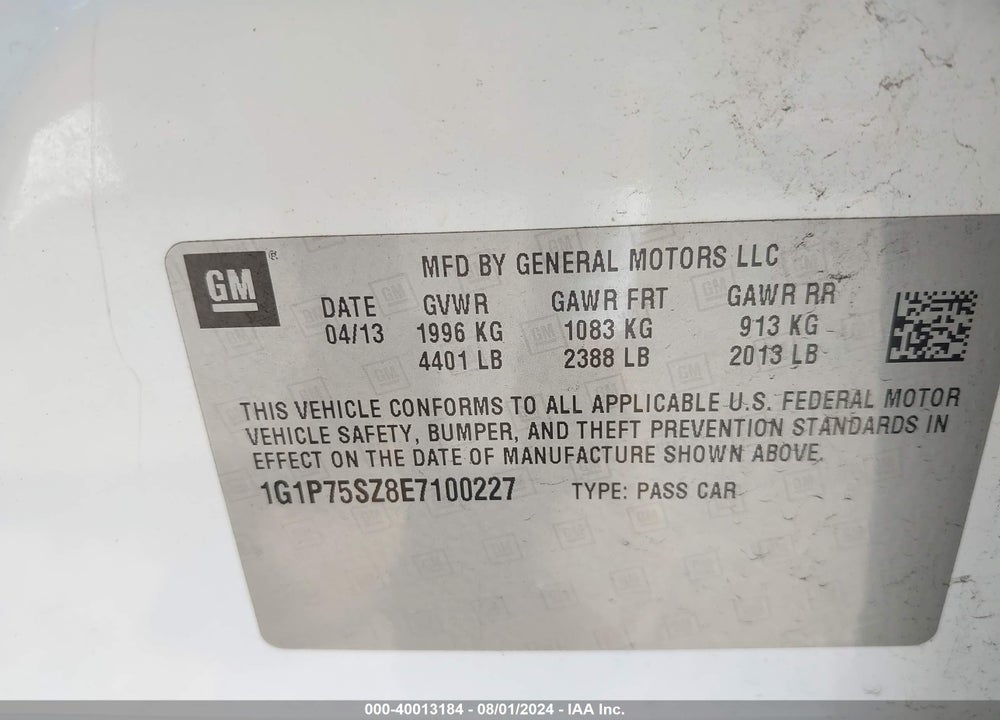 2014 CHEVROLET CRUZE DIESEL VIN: 1G1P75SZ8E7100227