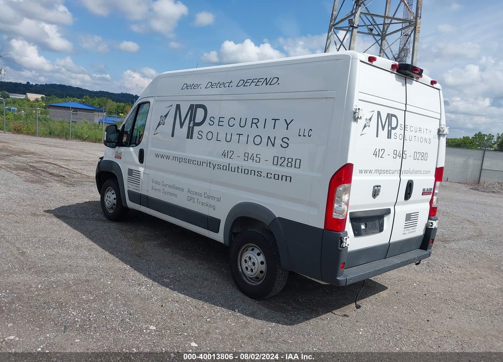 2018 RAM PROMASTER 2500 HIGH ROOF 136 WB VIN: 3C6TRVCG1JE108667