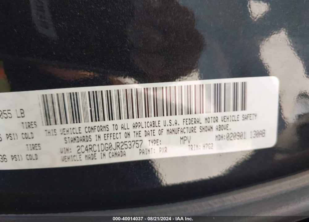 2018 CHRYSLER PACIFICA TOURING VIN: 2C4RC1DG0JR253757