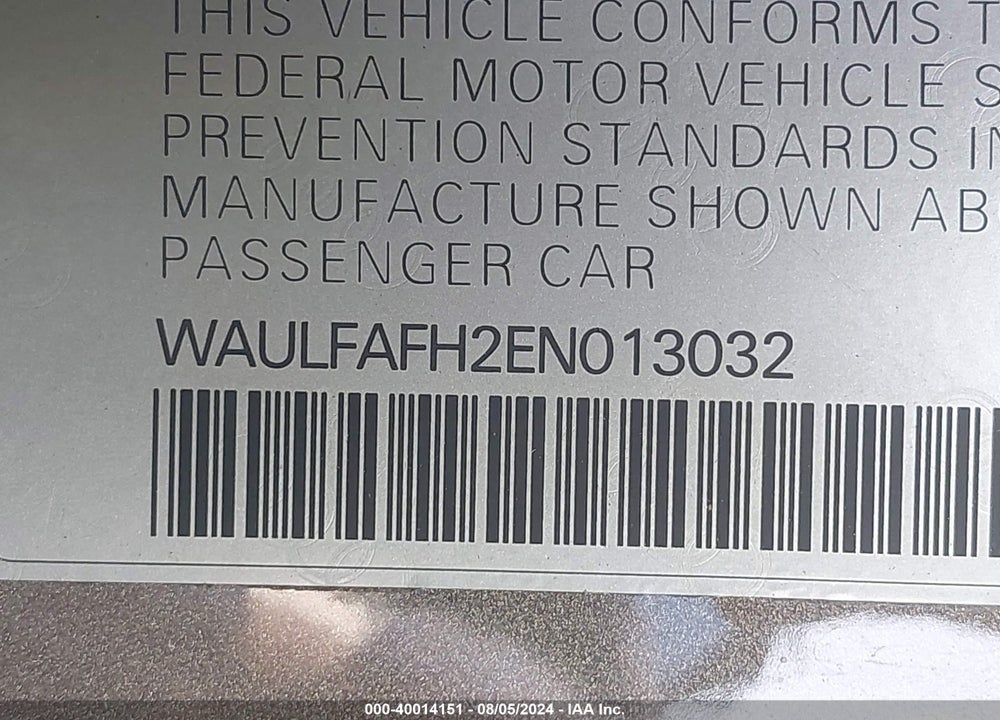 2014 AUDI A5 2.0T PREMIUM VIN: WAULFAFH2EN013032