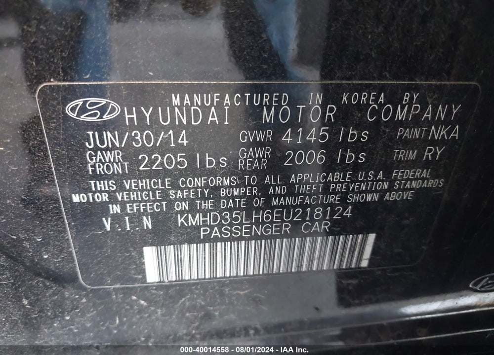 2014 HYUNDAI ELANTRA GT VIN: KMHD35LH6EU218124