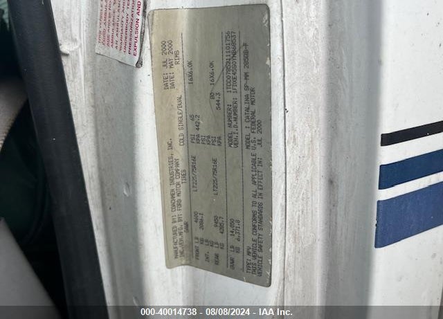 2001 COACHMEN 285 QB FORD MINI VIN: 1FDXF45S0YHB68537