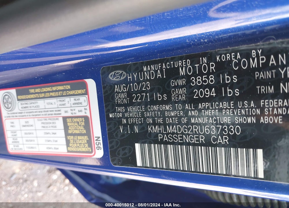 2024 HYUNDAI ELANTRA SEL VIN: KMHLM4DG2RU637330