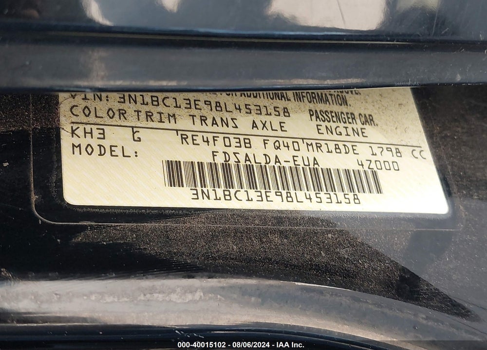 2008 NISSAN VERSA 1.8S VIN: 3N1BC13E98L453158