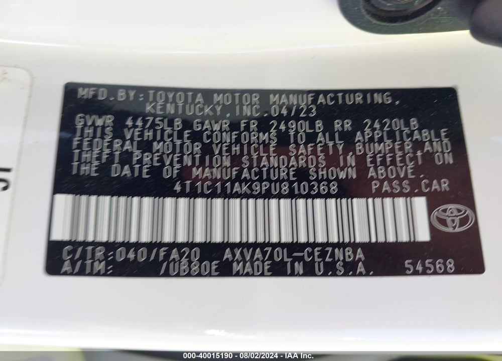 2023 TOYOTA CAMRY LE VIN: 4T1C11AK9PU810368