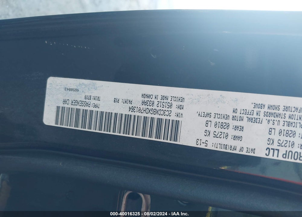 2013 DODGE CHARGER SE VIN: 2C3CDXBGXDH701364